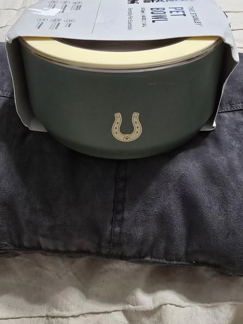 Stanley Pet Bowl in Green and Cream